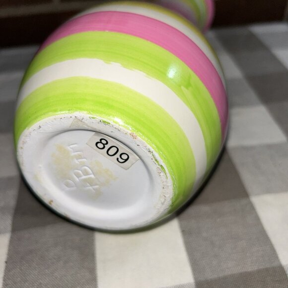 Swirl Hand Painted Vase Pink, Yellow, Green, Pastel Collection 10” Ceramic - Picture 5 of 5